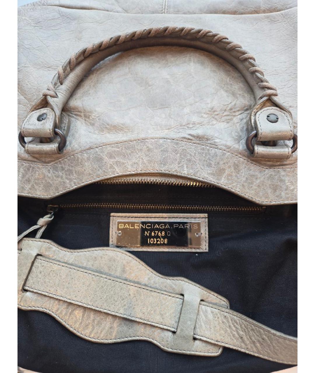 BALENCIAGA Серая кожаная сумка с короткими ручками, фото 4