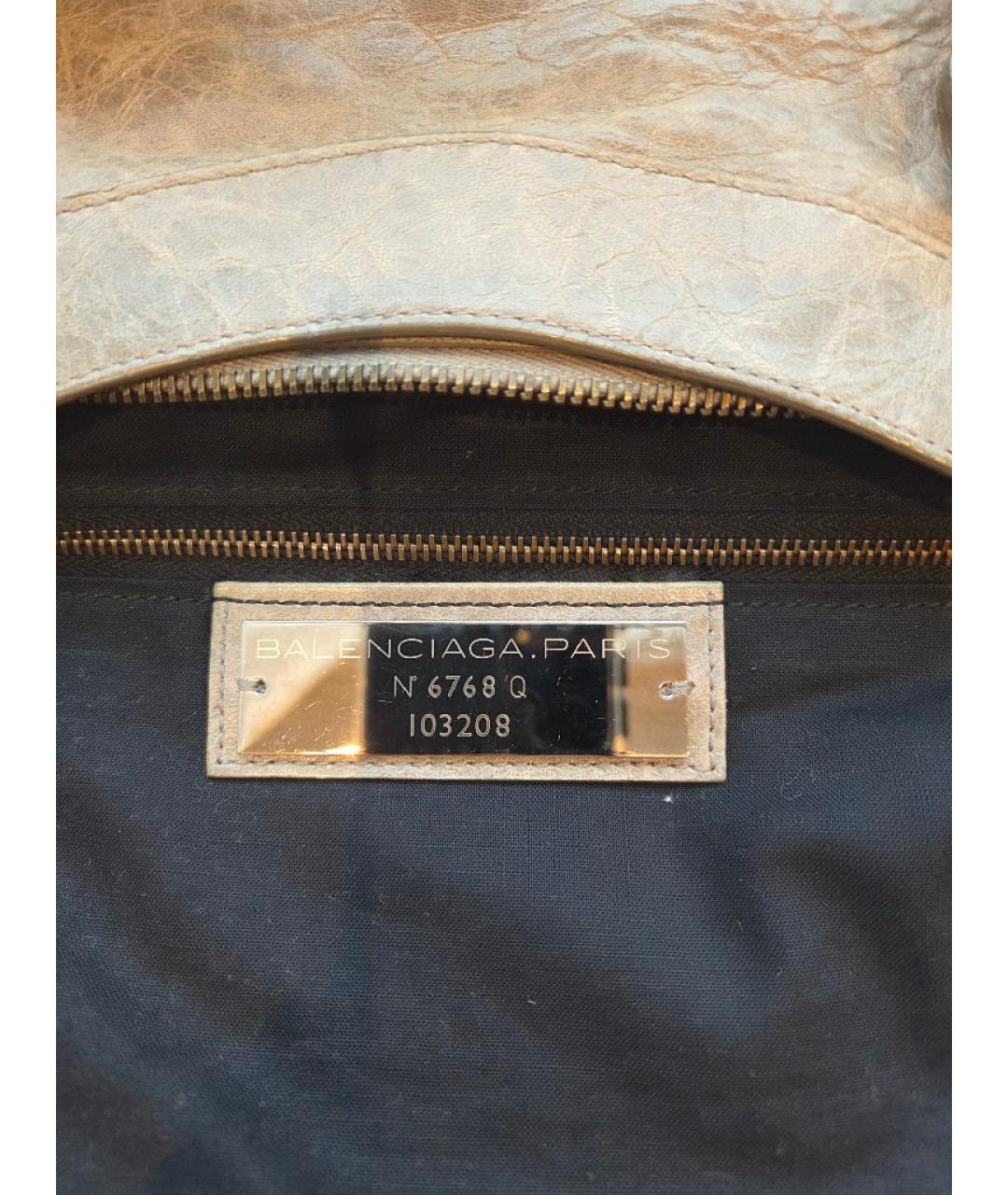 BALENCIAGA Серая кожаная сумка с короткими ручками, фото 5