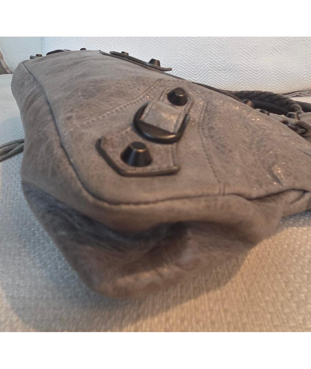 BALENCIAGA Серая кожаная сумка с короткими ручками, фото 8