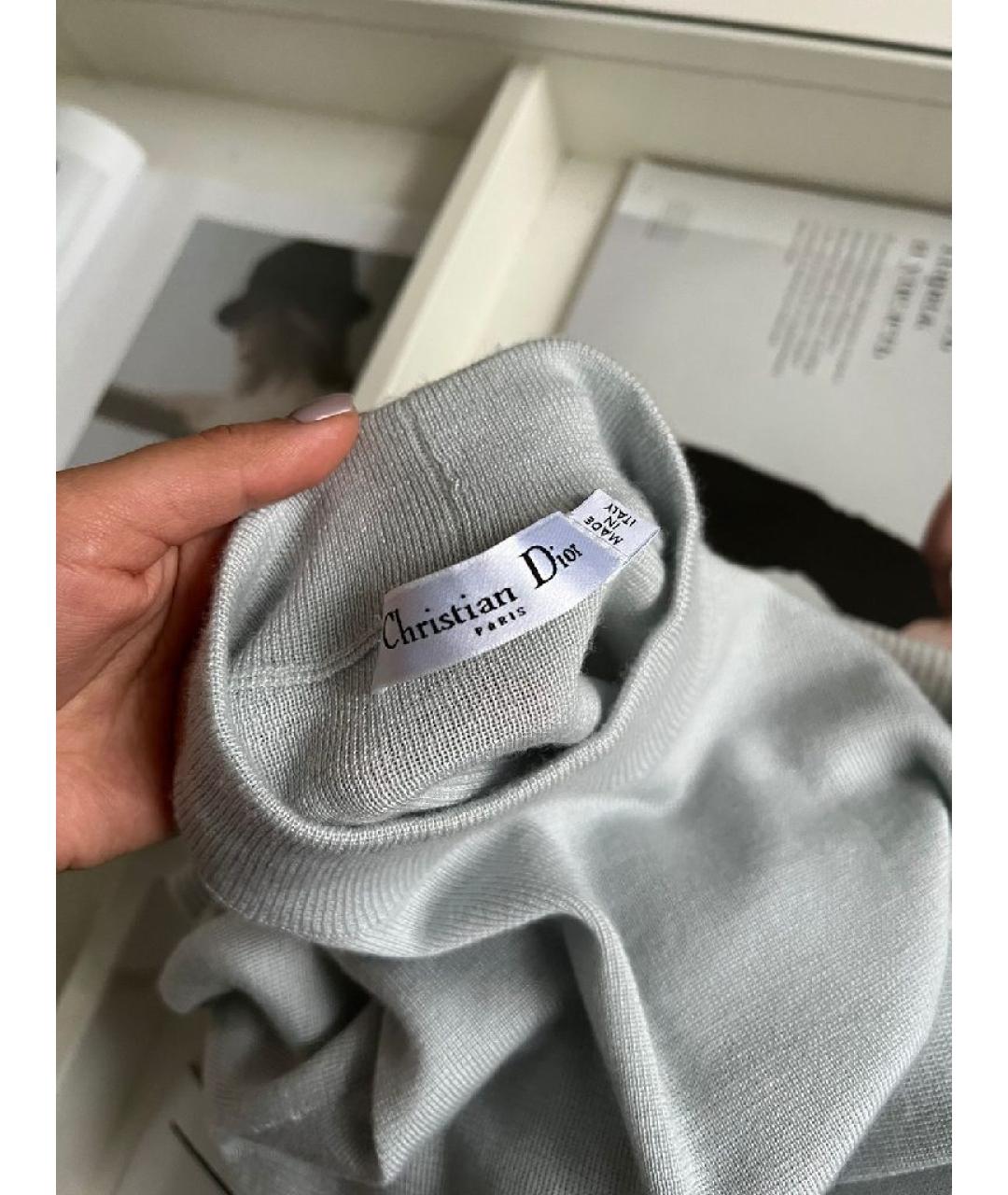 CHRISTIAN DIOR Голубая кашемировая водолазка, фото 5