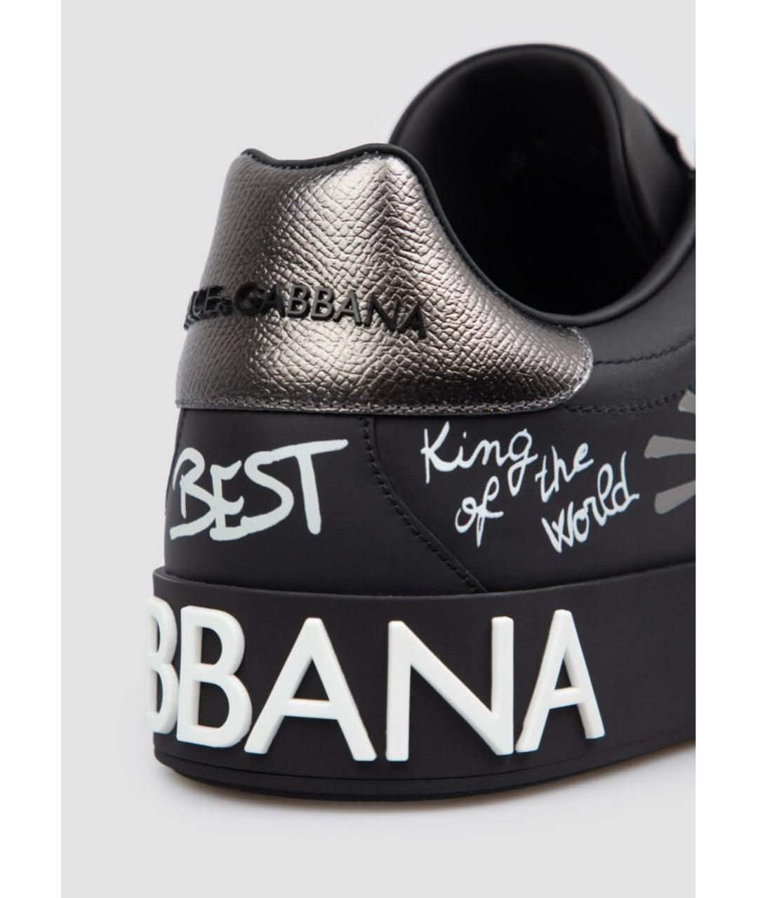 DOLCE&GABBANA Черные кожаные низкие кроссовки / кеды, фото 5