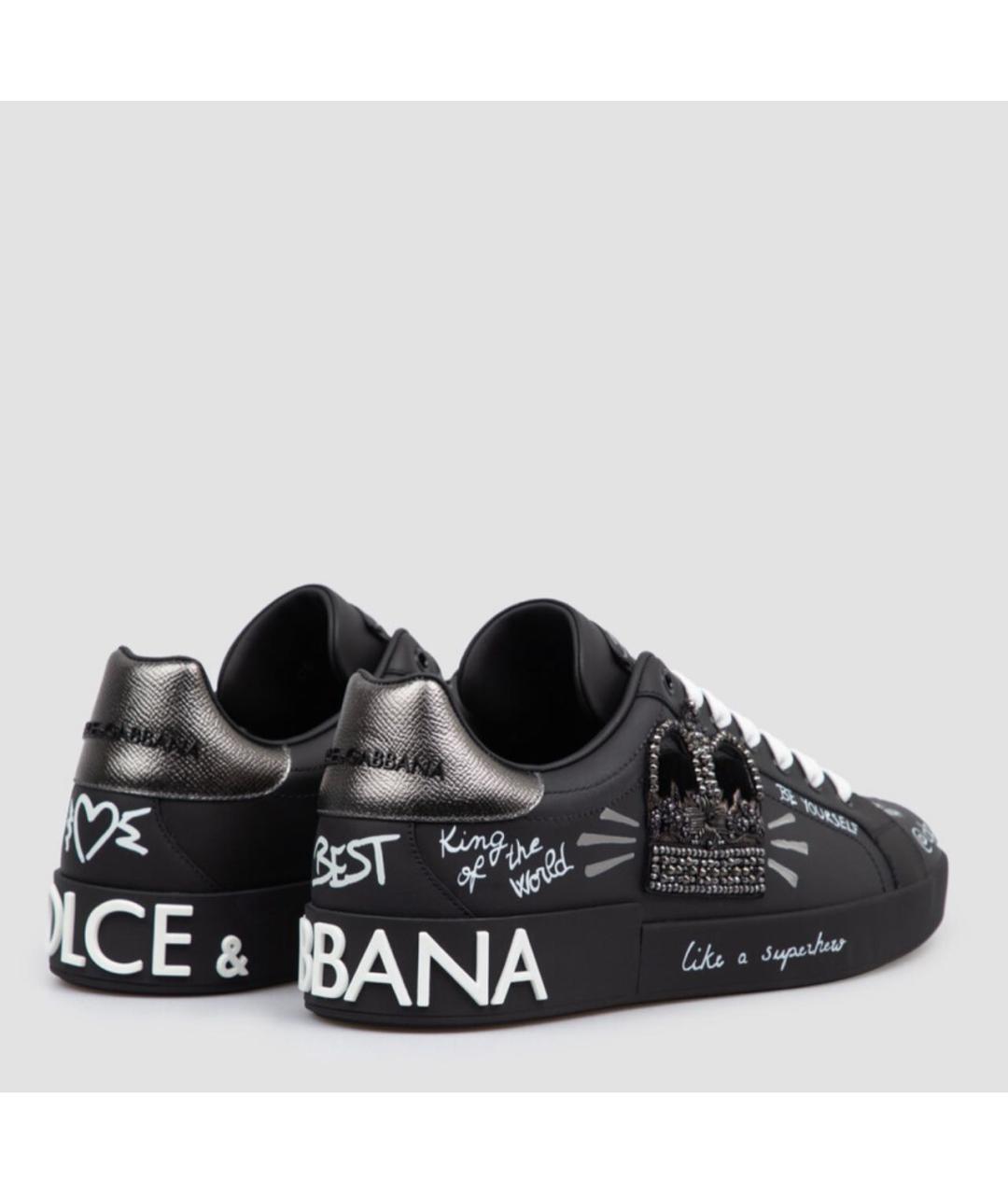 DOLCE&GABBANA Черные кожаные низкие кроссовки / кеды, фото 3