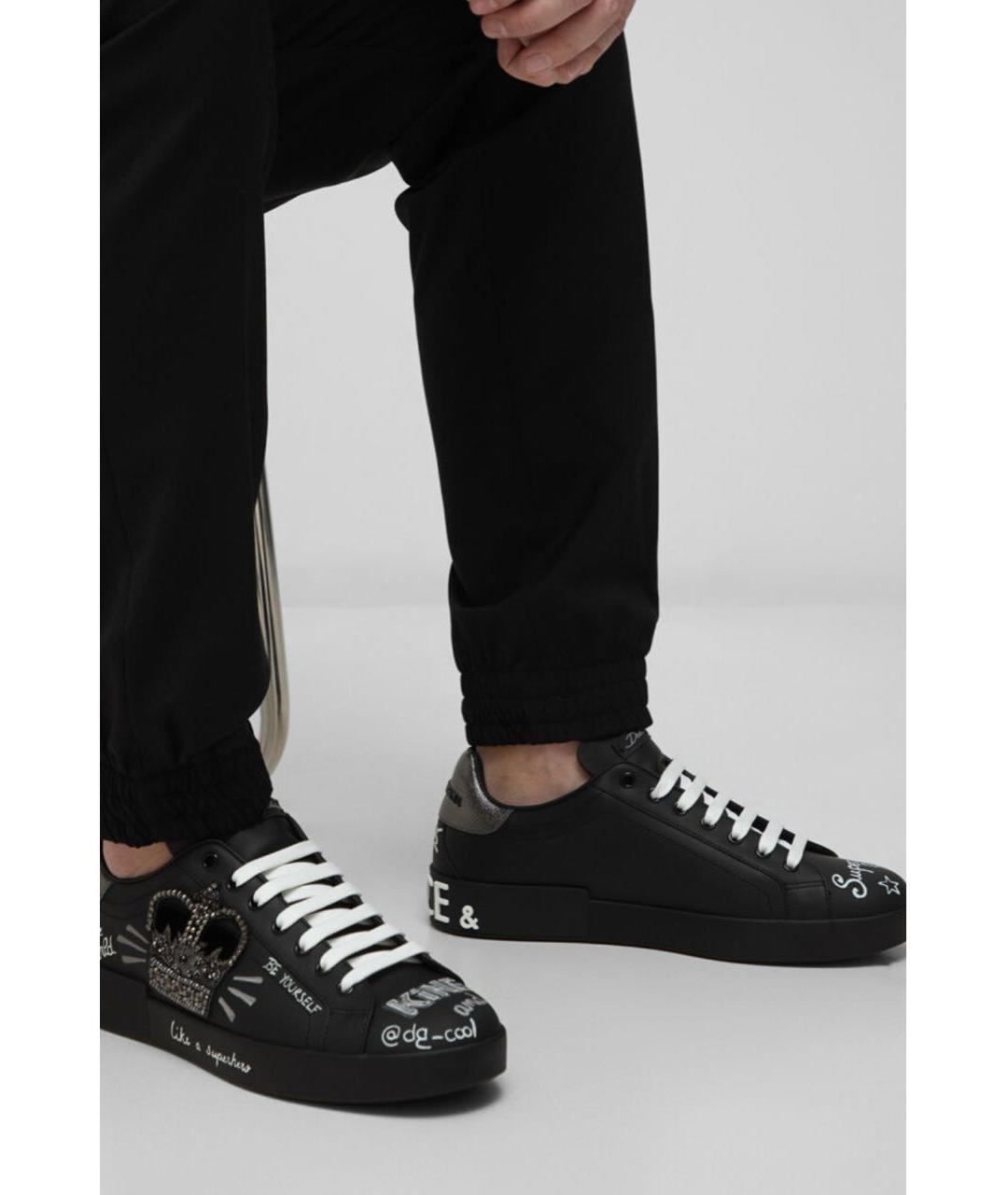 DOLCE&GABBANA Черные кожаные низкие кроссовки / кеды, фото 6