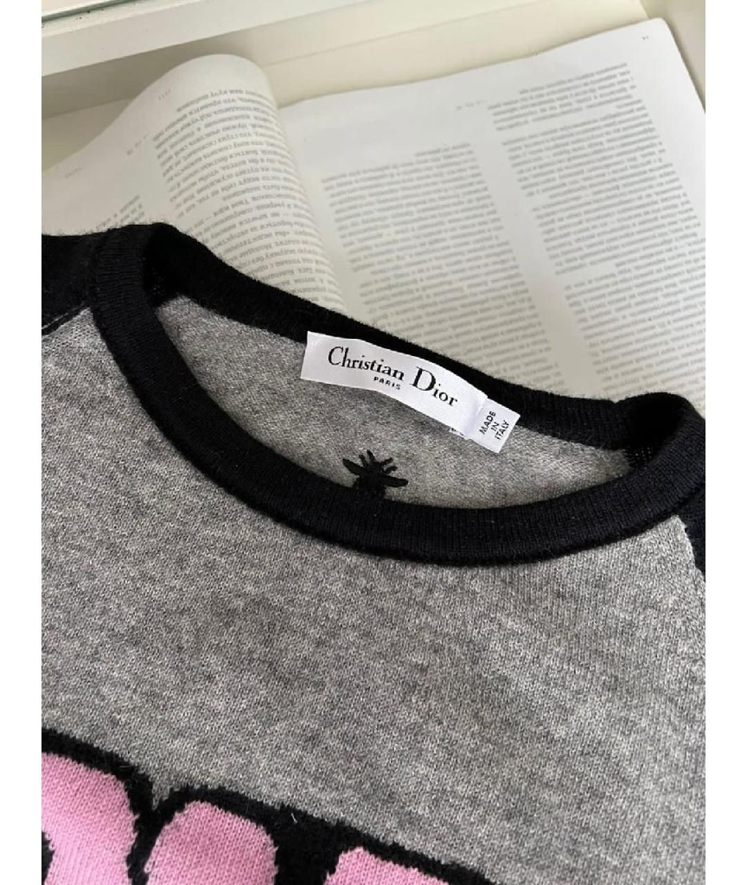 CHRISTIAN DIOR Серый кашемировый джемпер / свитер, фото 3