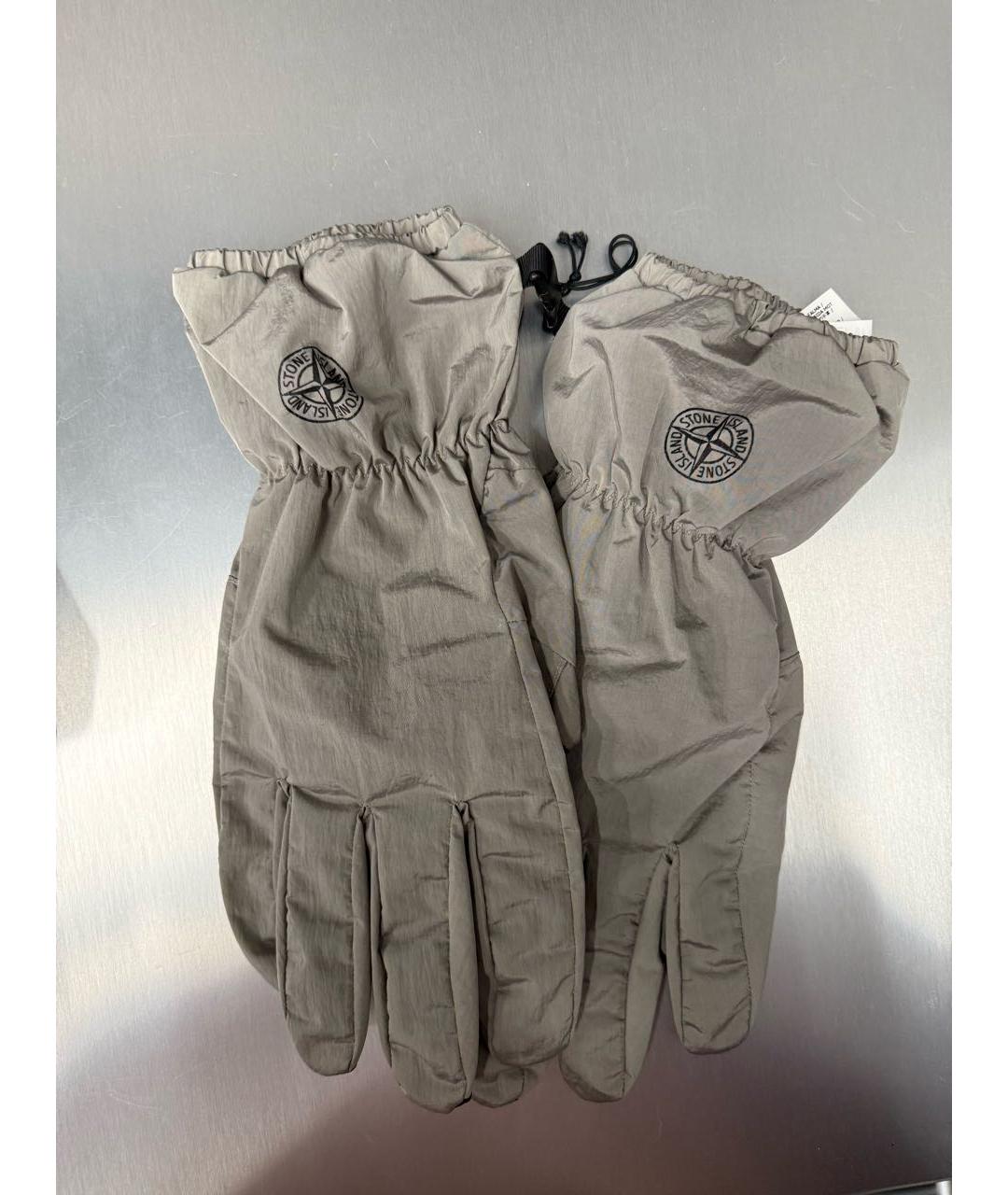 STONE ISLAND Серые синтетические перчатки, фото 4