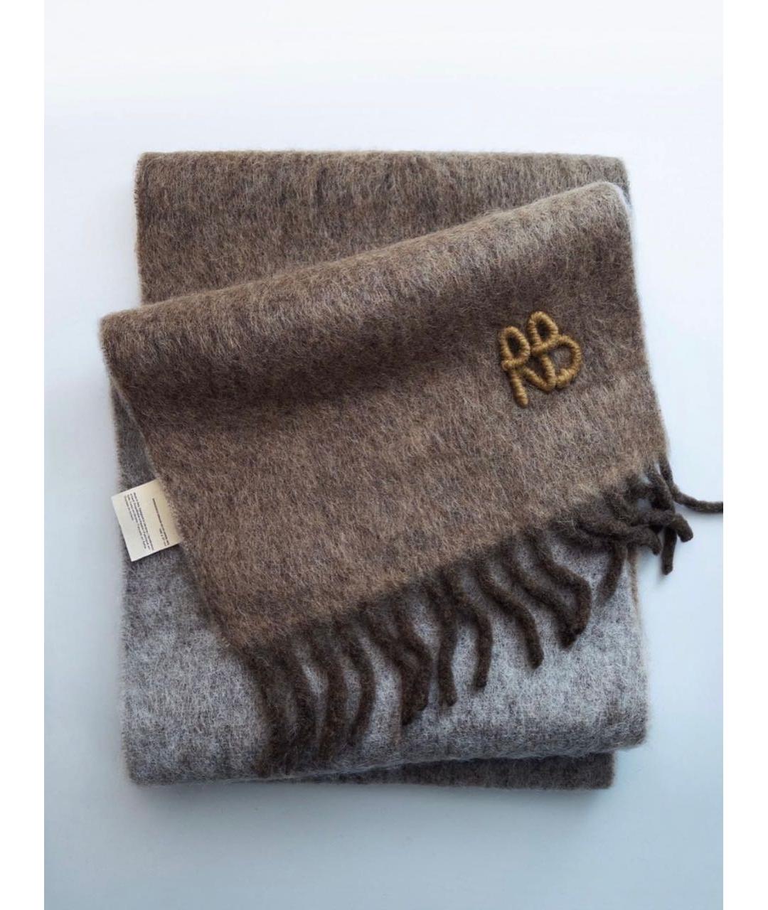 RUSLAN BAGINSKIY Коричневый шерстяной шарф, фото 4