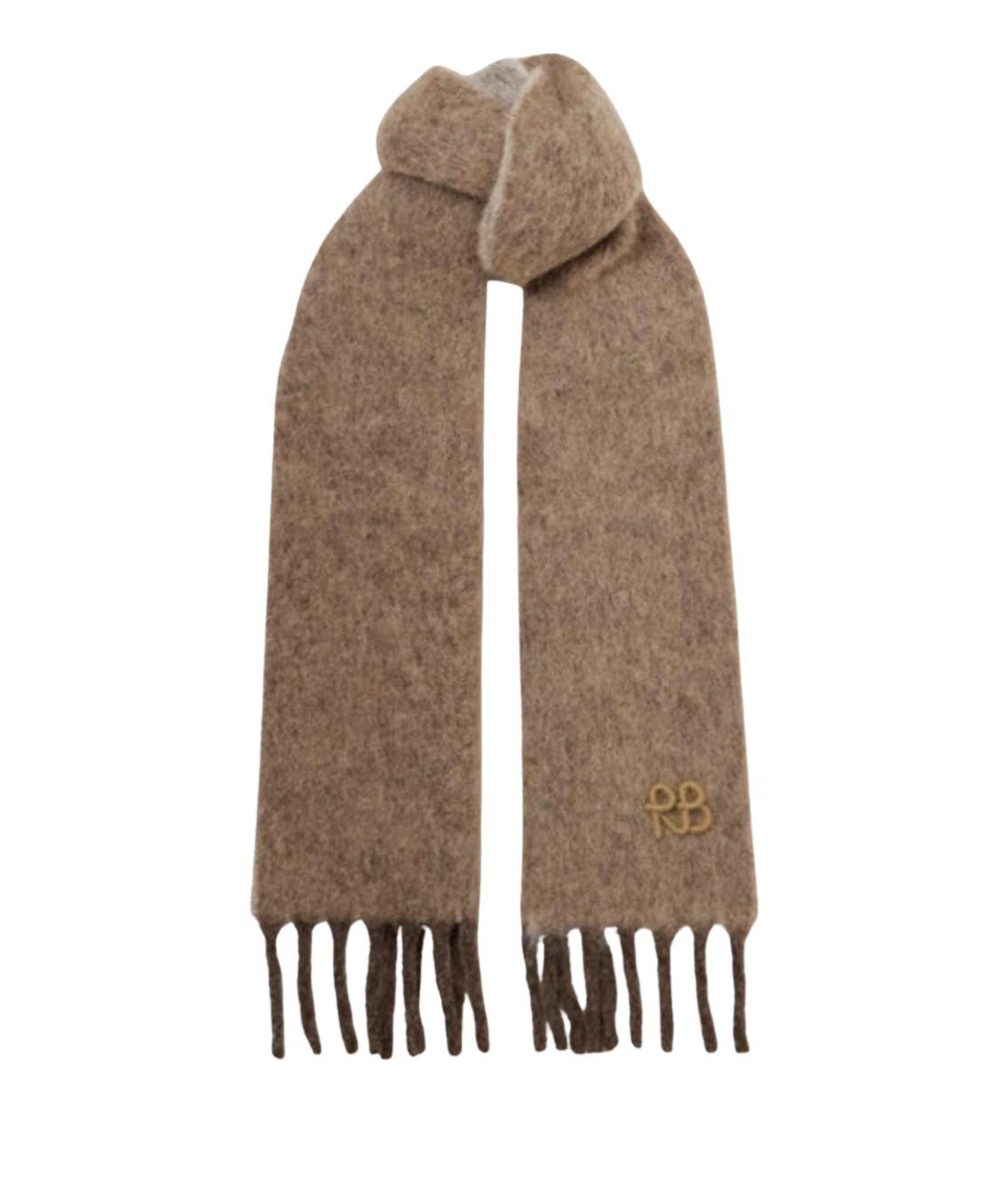 RUSLAN BAGINSKIY Коричневый шерстяной шарф, фото 1