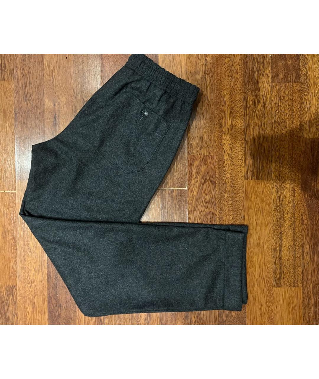 WEEKEND MAX MARA Серые шерстяные прямые брюки, фото 5