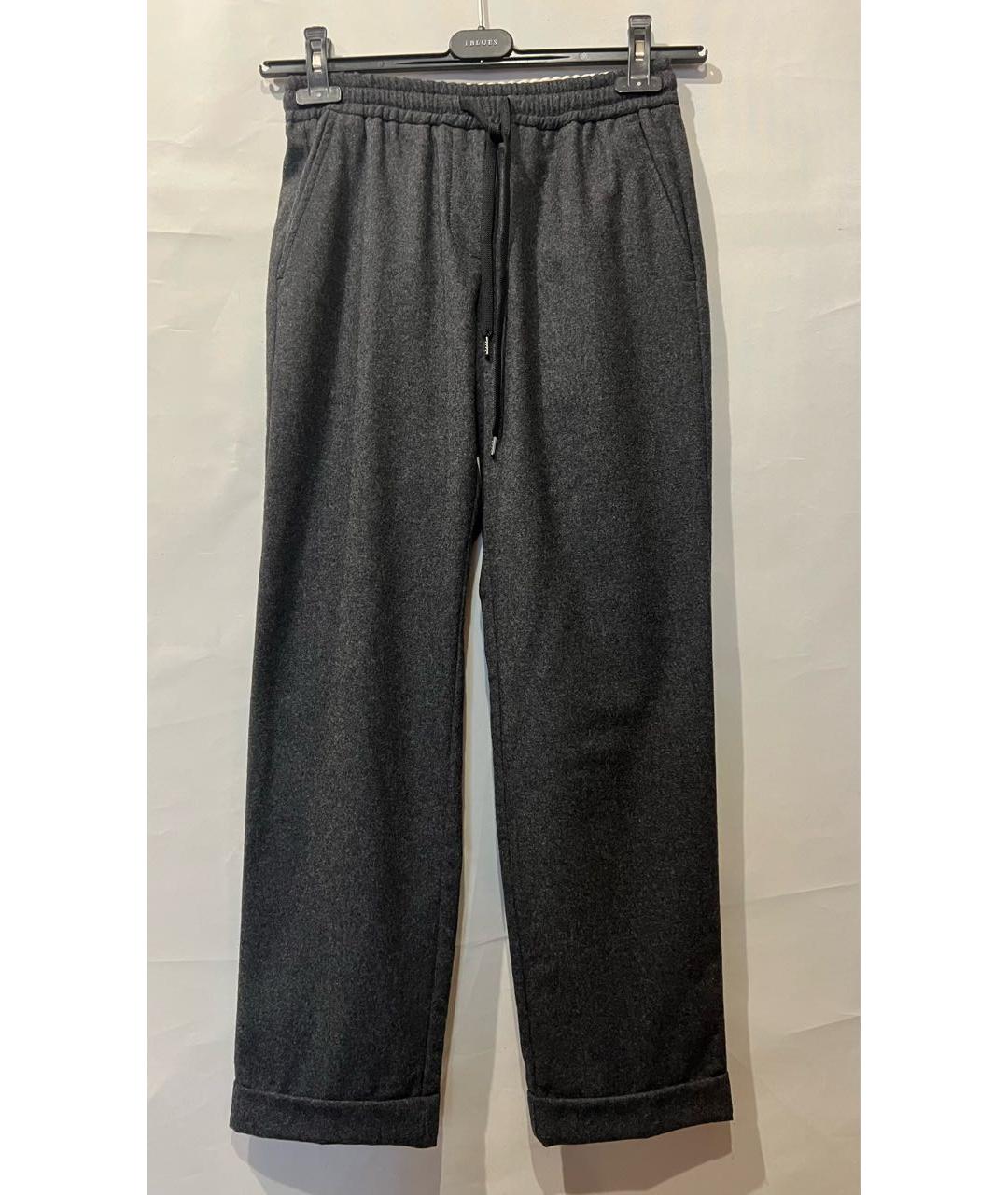 WEEKEND MAX MARA Серые шерстяные прямые брюки, фото 7