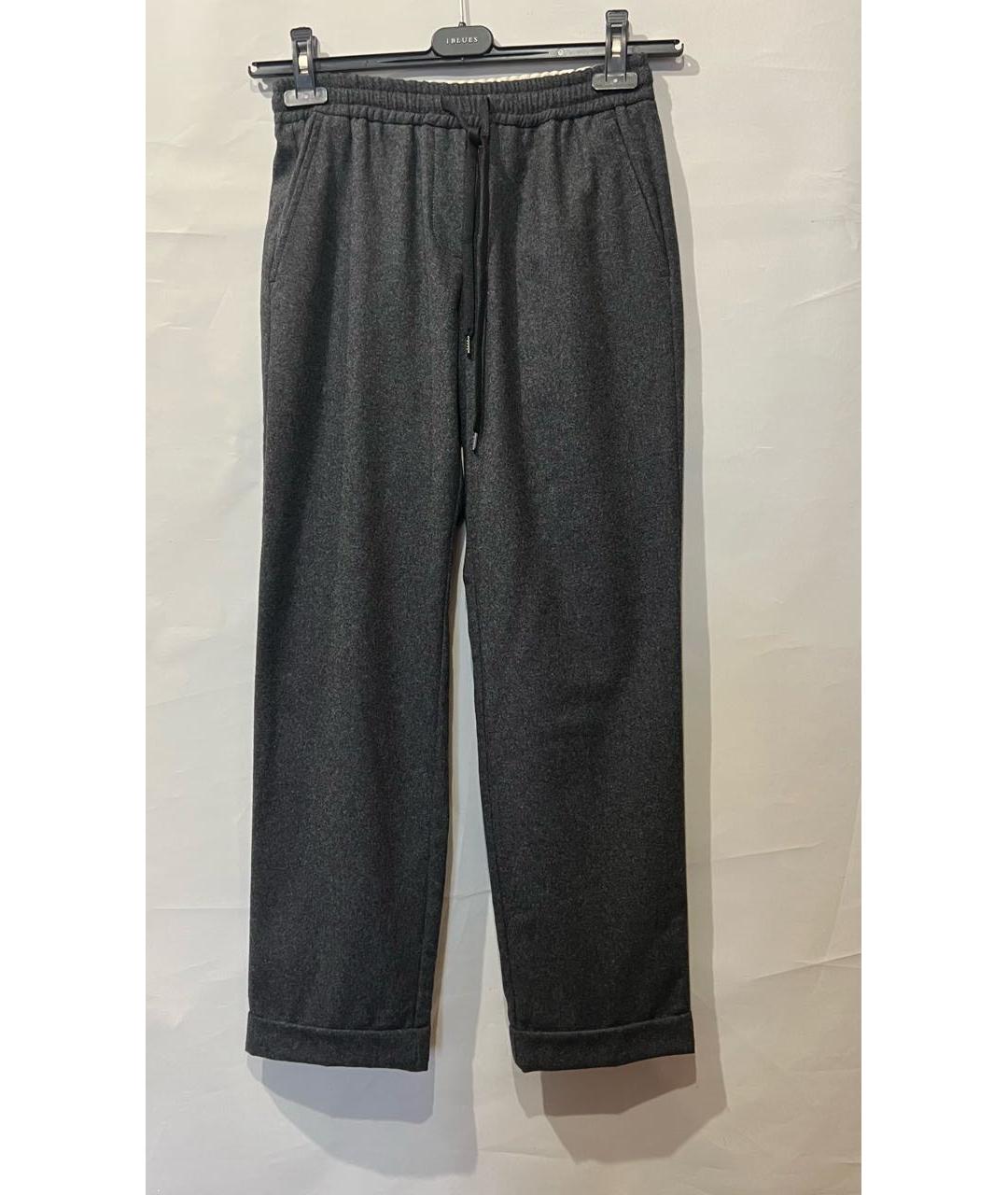 WEEKEND MAX MARA Серые шерстяные прямые брюки, фото 3