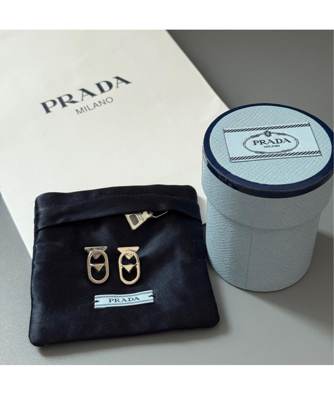 PRADA Серебряные металлические серьги, фото 4