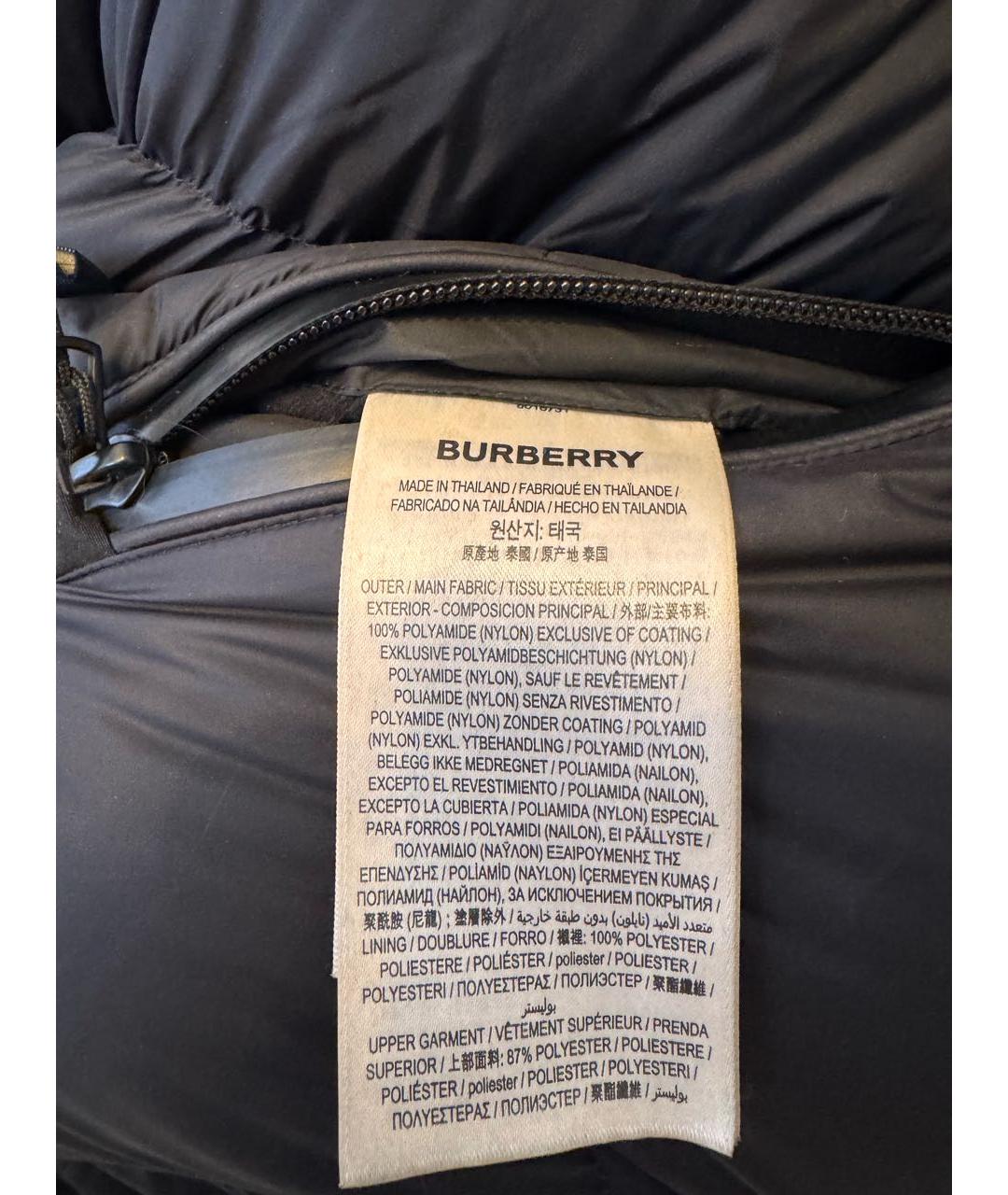 BURBERRY Черный полиамидовый пуховик, фото 7
