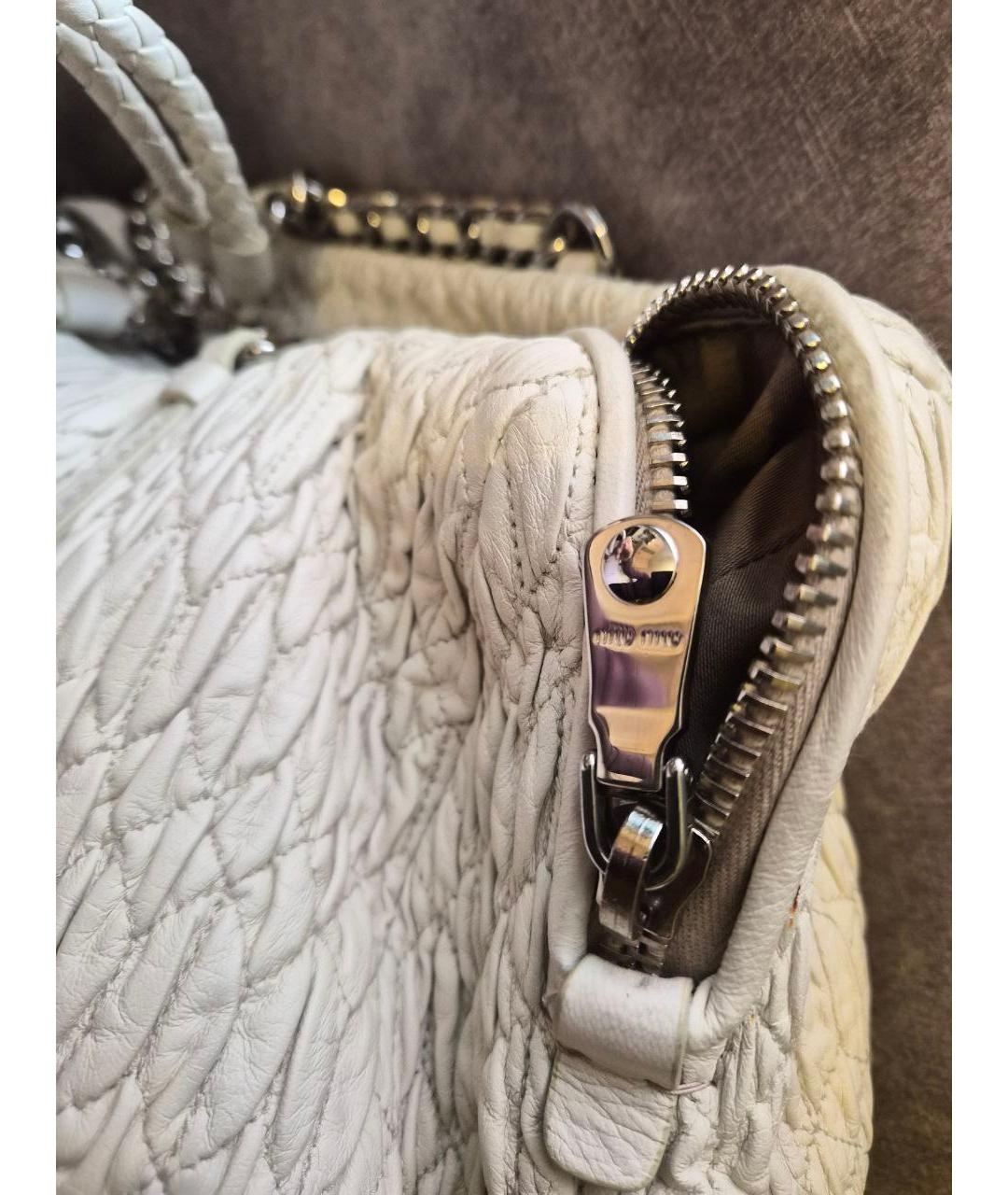 MIU MIU Бежевая кожаная сумка через плечо, фото 8