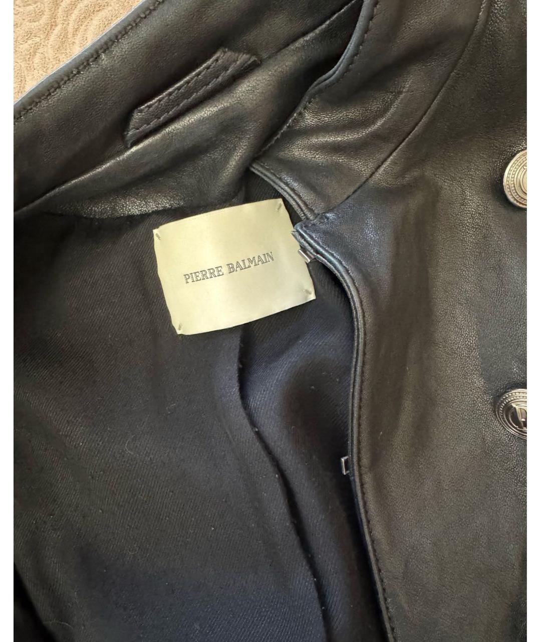 PIERRE BALMAIN Черная кожаная куртка, фото 3