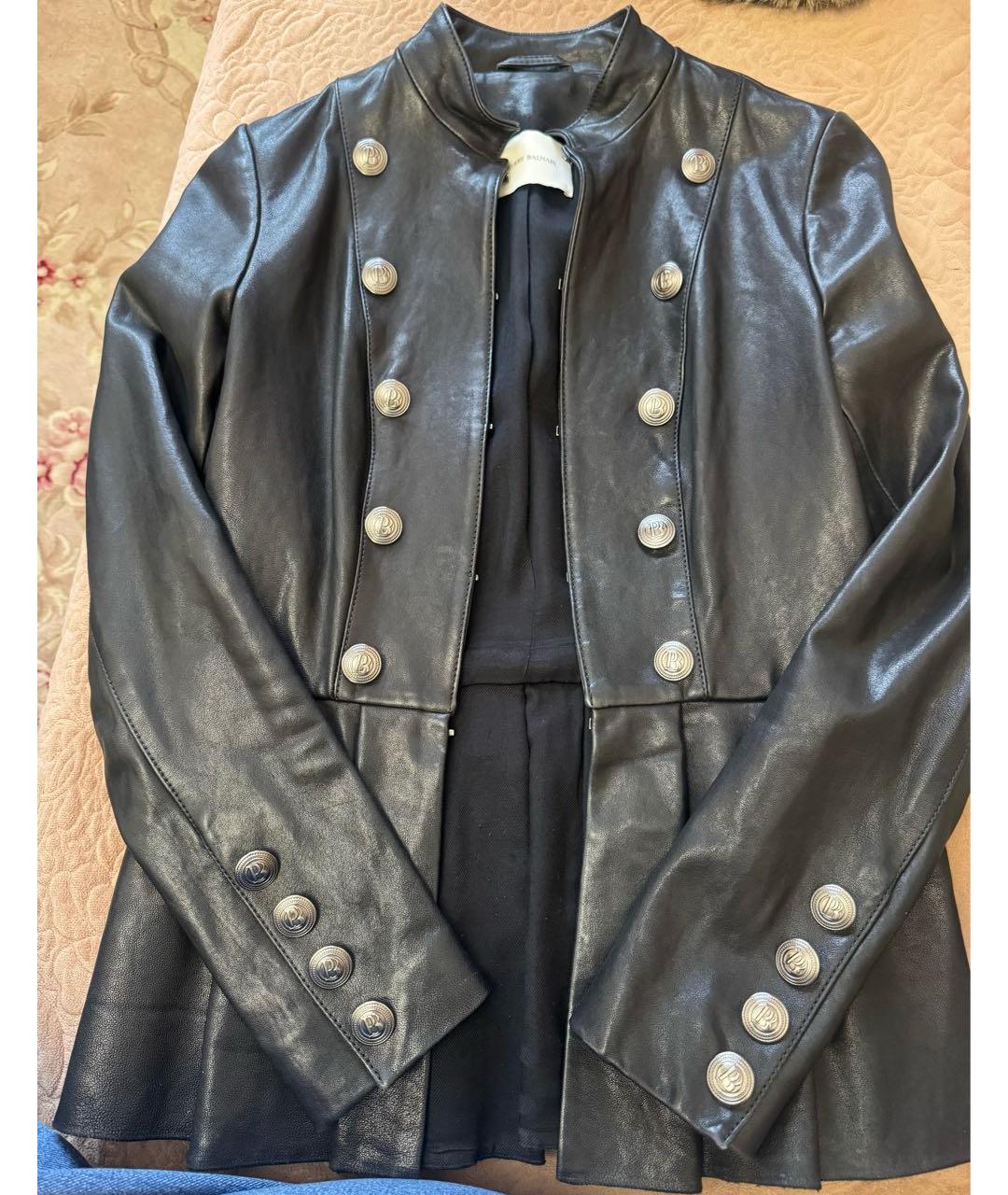 PIERRE BALMAIN Черная кожаная куртка, фото 5