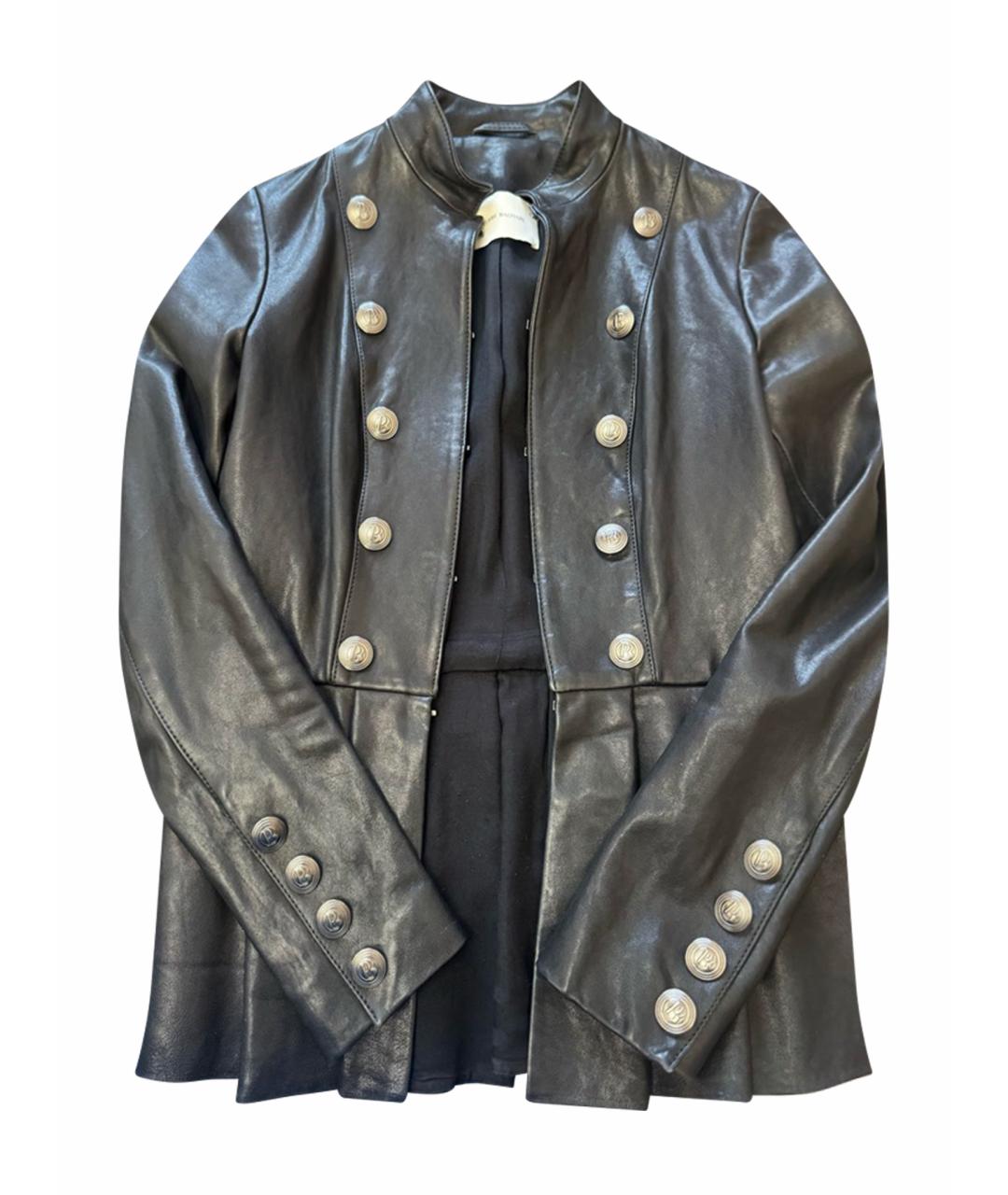 PIERRE BALMAIN Черная кожаная куртка, фото 1