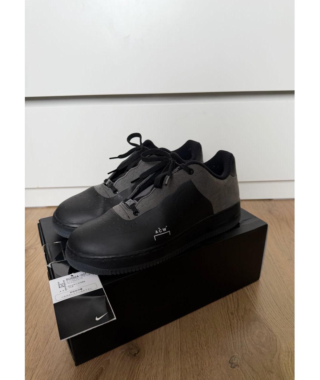 NIKE Черные кожаные низкие кроссовки / кеды, фото 2