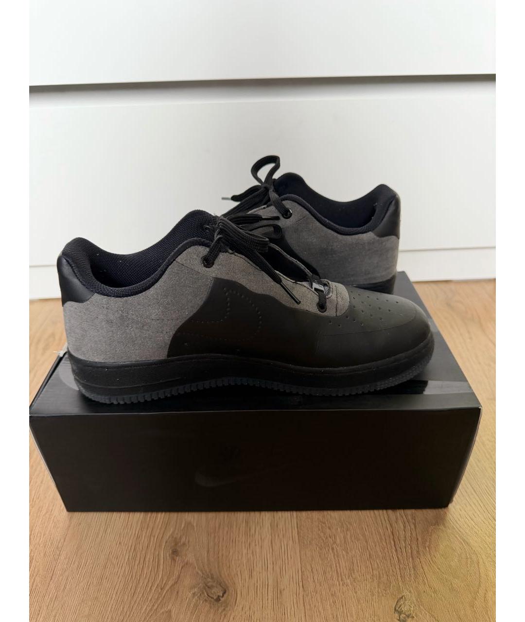 NIKE Черные кожаные низкие кроссовки / кеды, фото 3