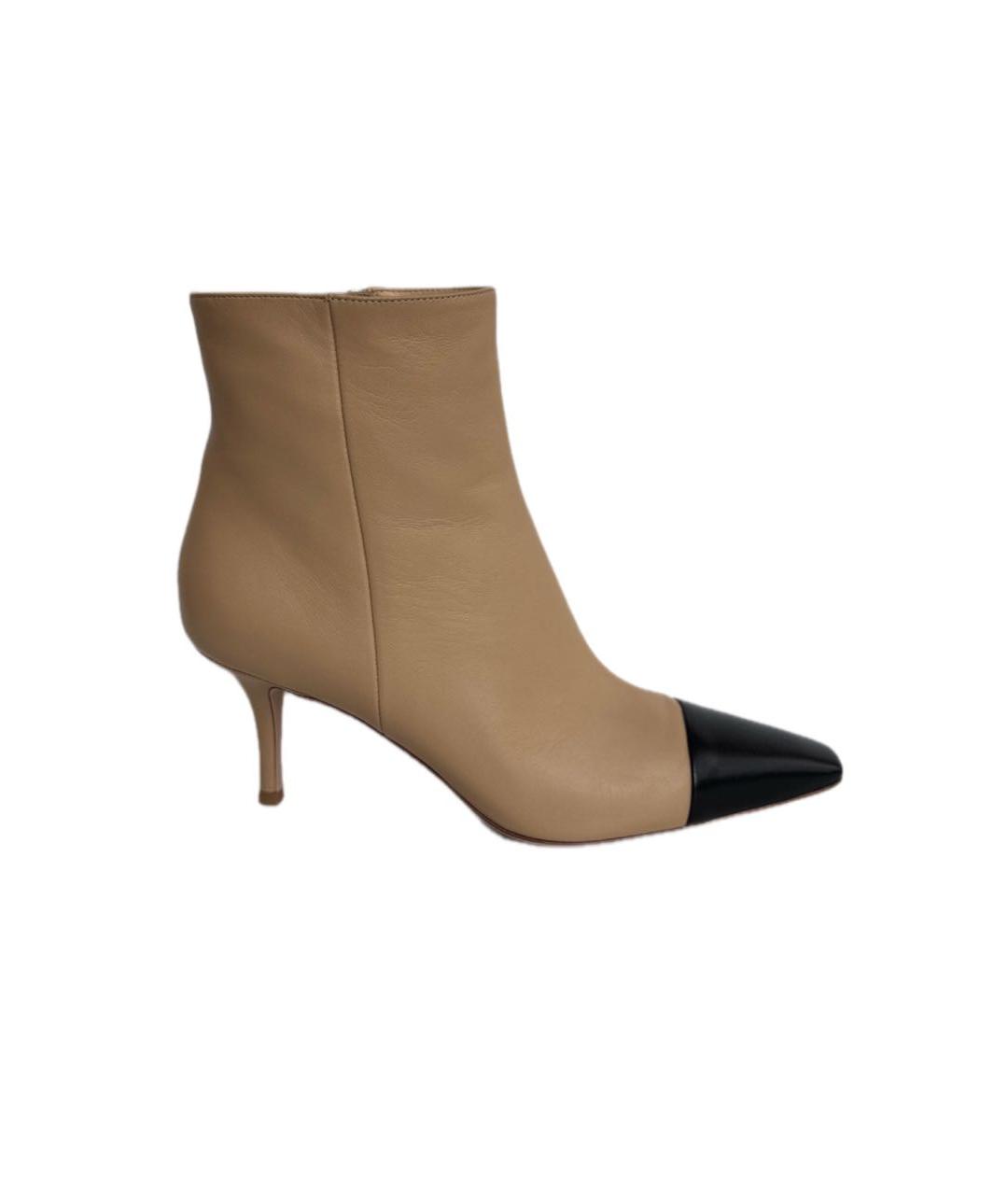 GIANVITO ROSSI Бежевые кожаные ботильоны, фото 5