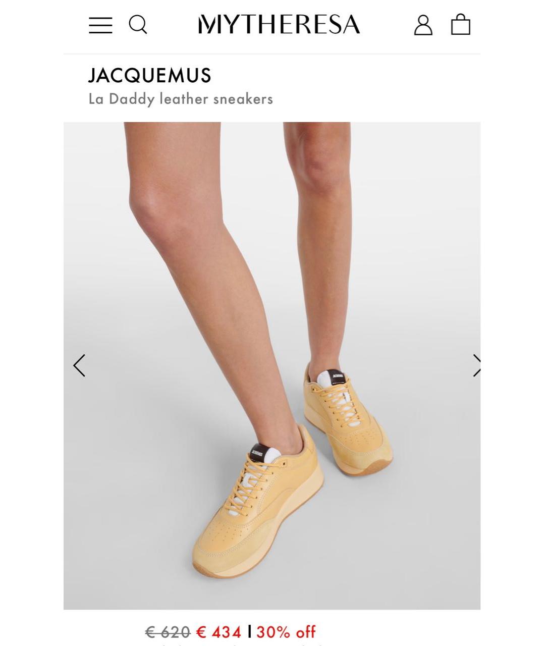 JACQUEMUS Желтые кожаные кроссовки, фото 7