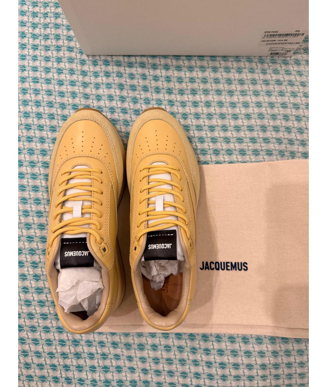 JACQUEMUS Желтые кожаные кроссовки, фото 3