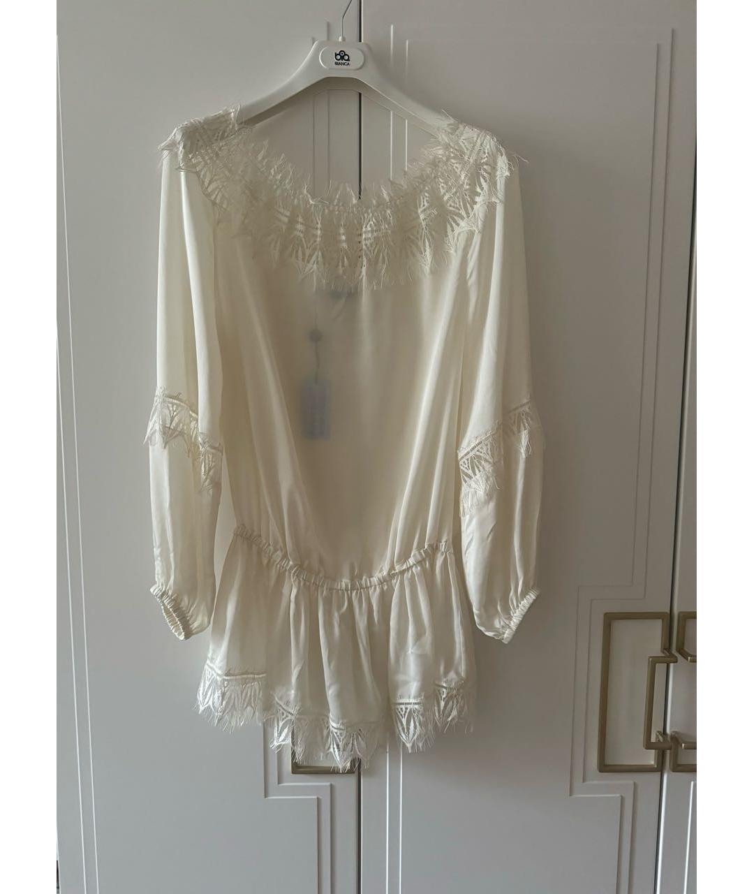 BLUMARINE Белая шелковая блузы, фото 6