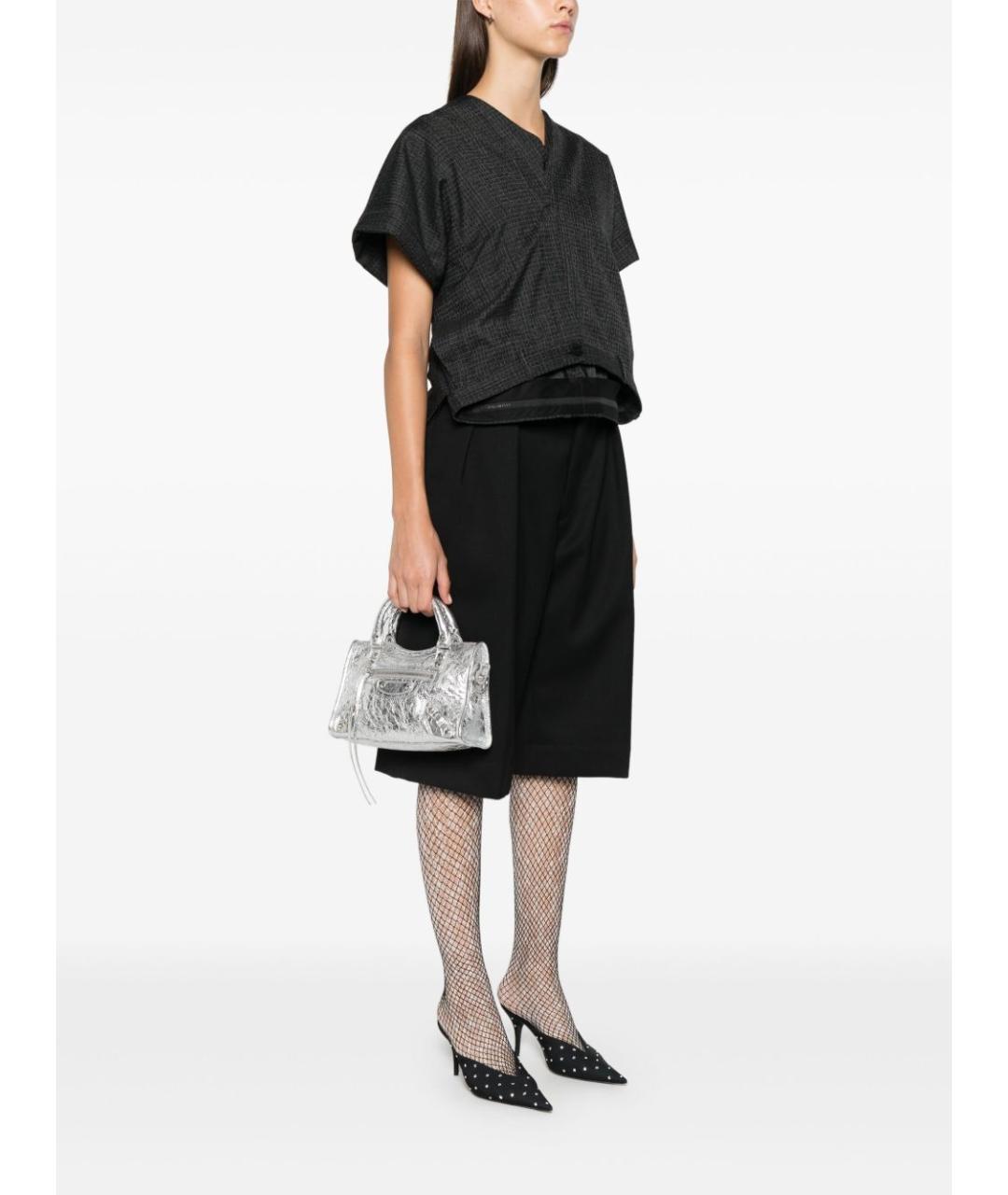 BALENCIAGA Серебряная кожаная сумка тоут, фото 5