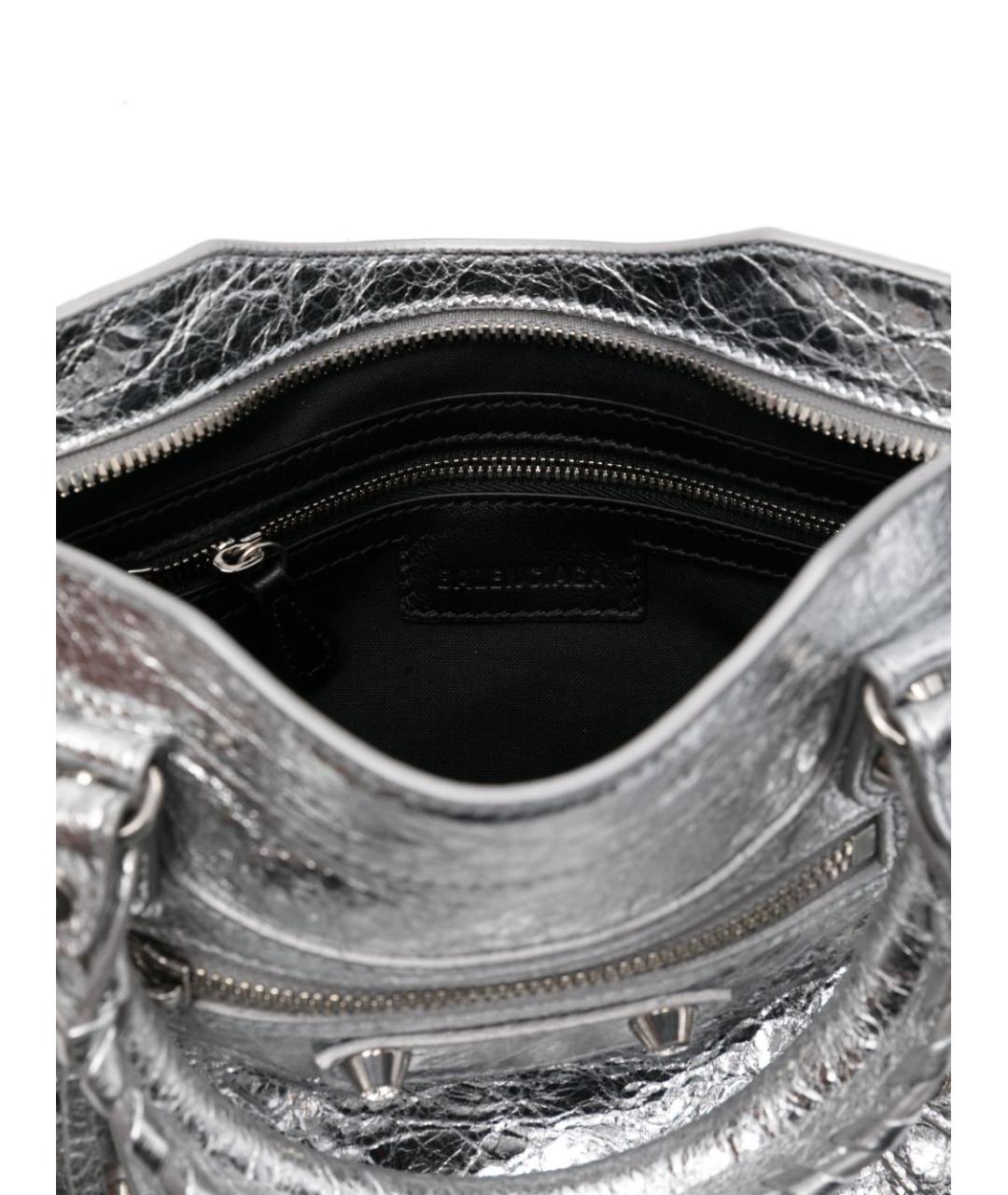 BALENCIAGA Серебряная кожаная сумка тоут, фото 2