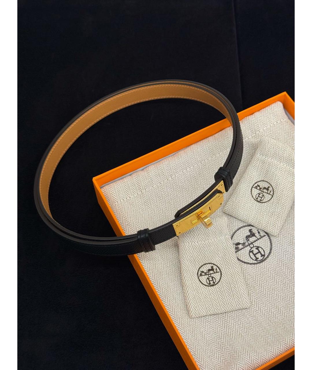 HERMES Черный кожаный ремень, фото 2