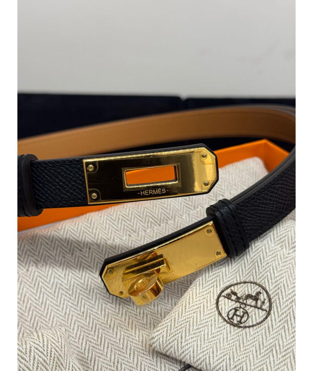 HERMES Черный кожаный ремень, фото 4