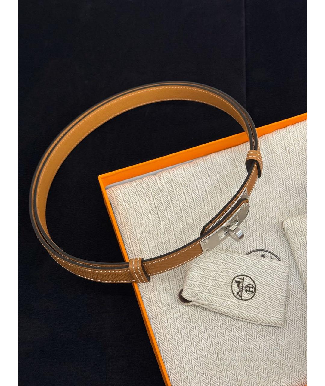 HERMES Коричневый кожаный ремень, фото 3