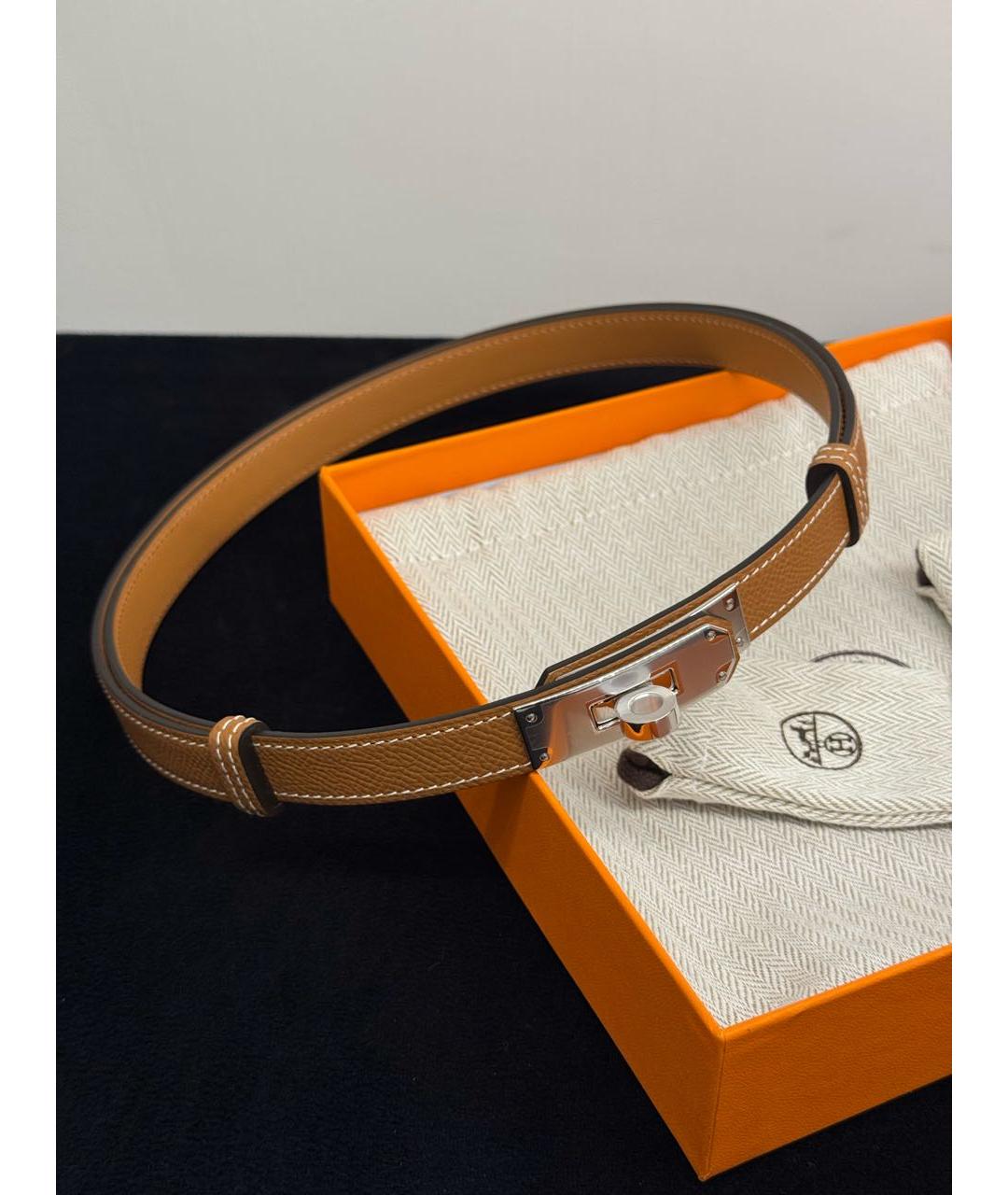 HERMES Коричневый кожаный ремень, фото 2