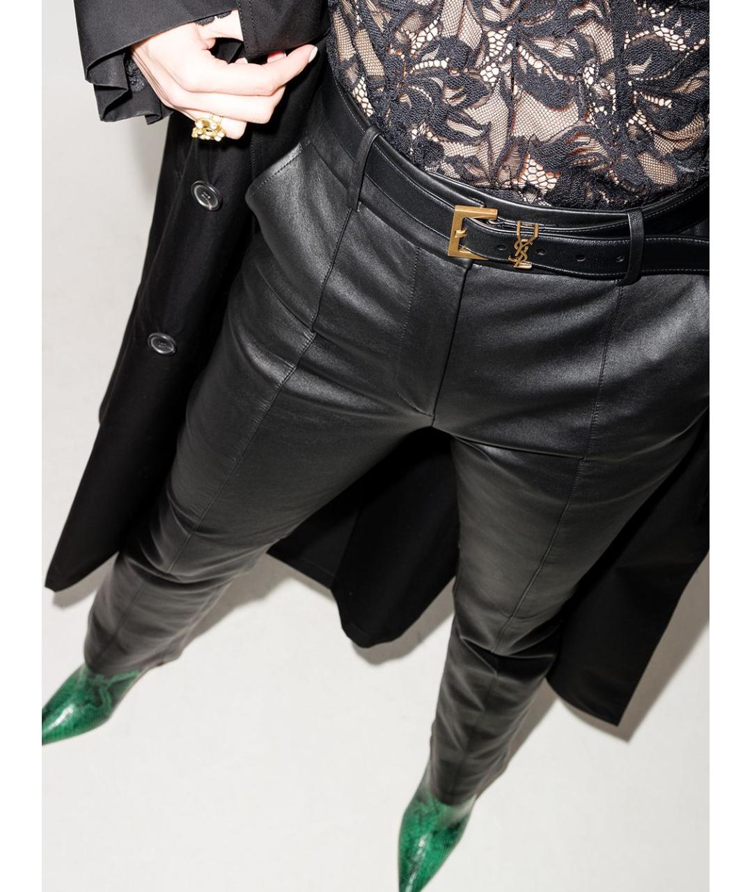 SAINT LAURENT Черный кожаный ремень, фото 2