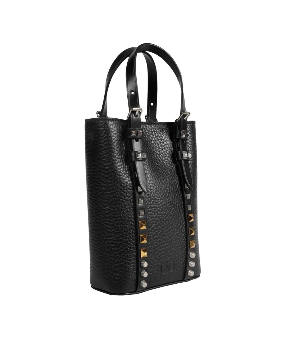 VALENTINO Черная кожаная сумка тоут, фото 3