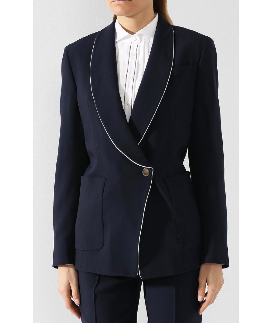 LORO PIANA Темно-синий шелковый жакет/пиджак, фото 2