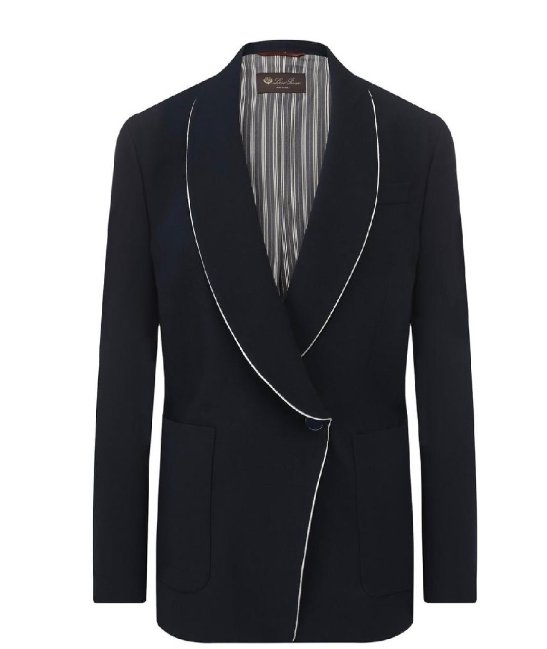 LORO PIANA Темно-синий шелковый жакет/пиджак, фото 1