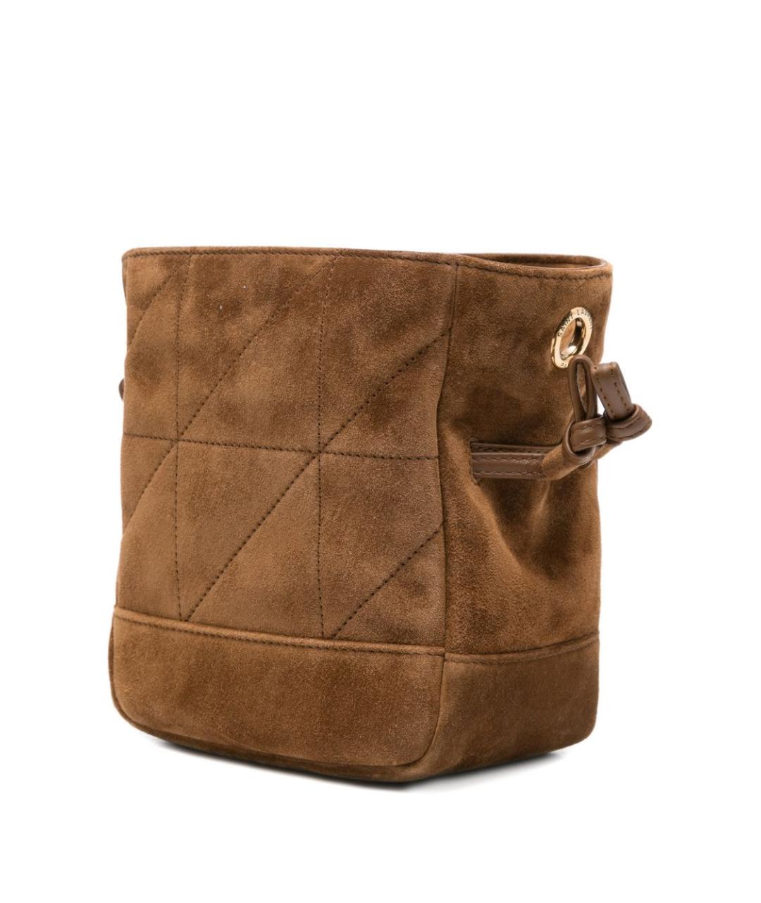 SAINT LAURENT Коричневая замшевая сумка через плечо, фото 3