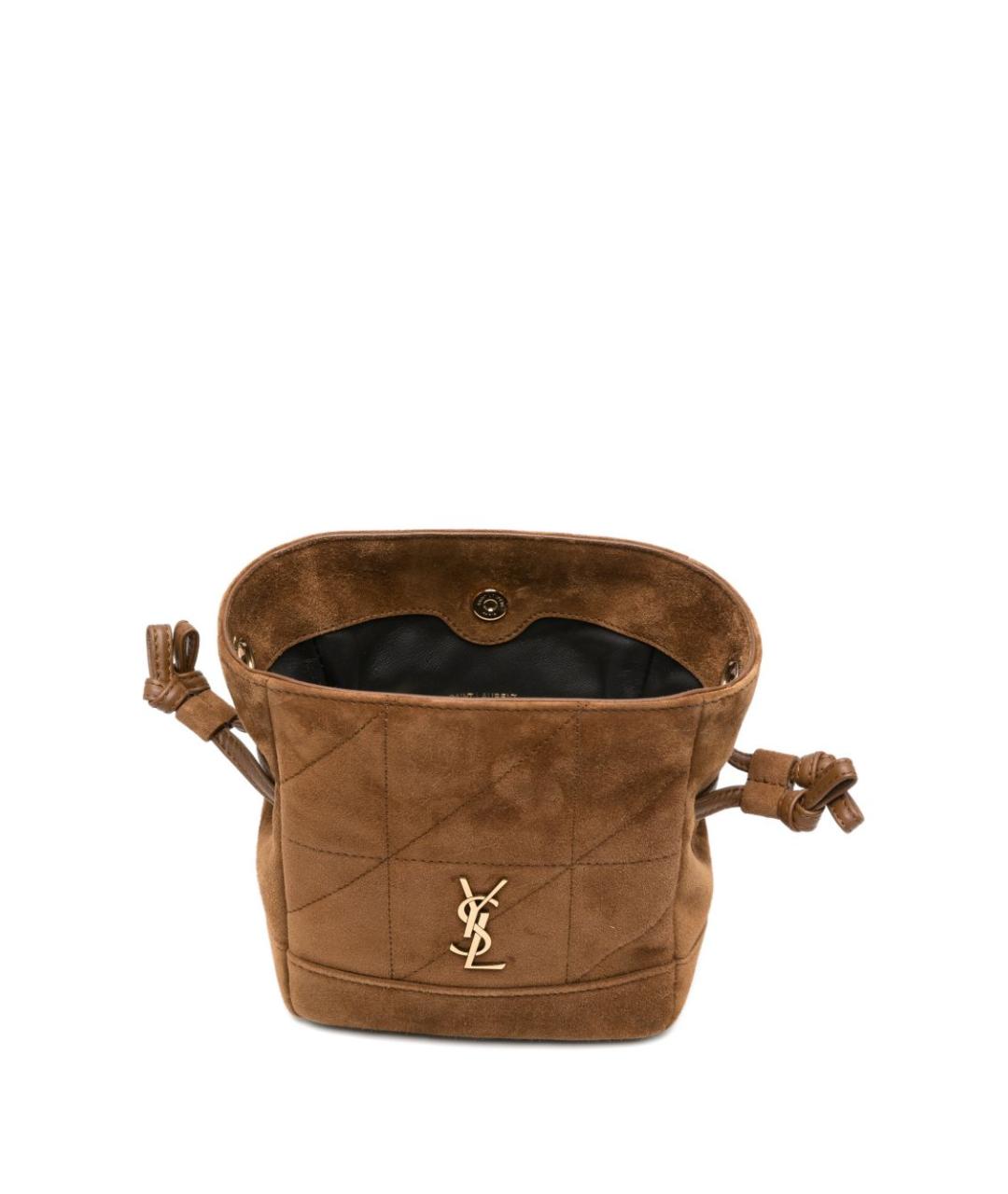 SAINT LAURENT Коричневая замшевая сумка через плечо, фото 2