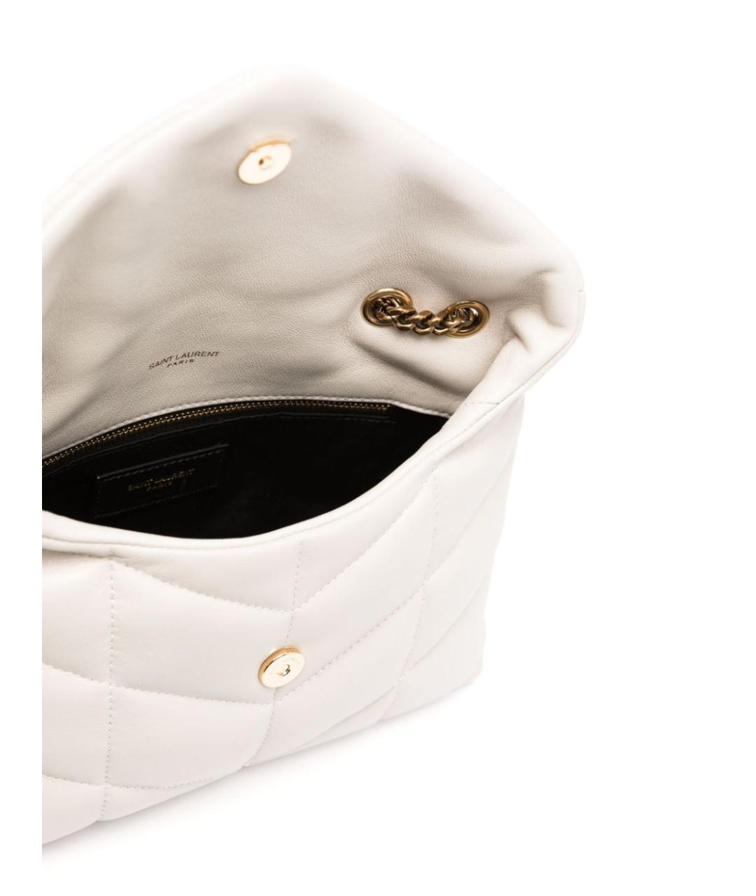 SAINT LAURENT Белая кожаная сумка через плечо, фото 2