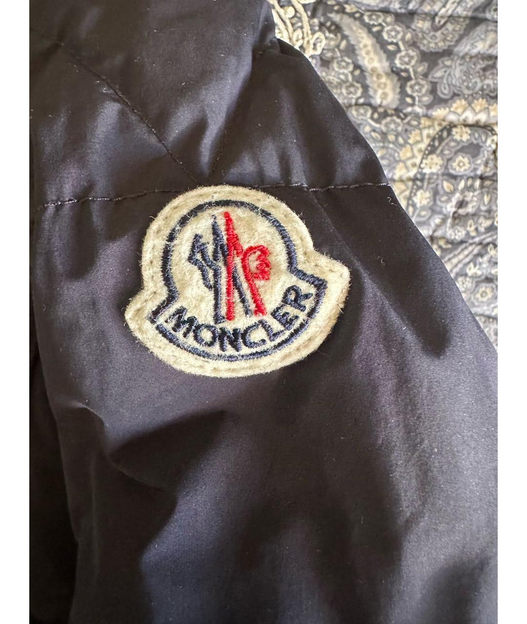 MONCLER Темно-синий полиамидовый пуховик, фото 5