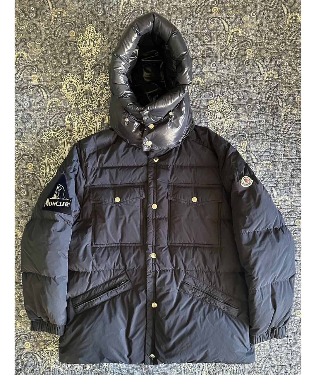 MONCLER Темно-синий полиамидовый пуховик, фото 9