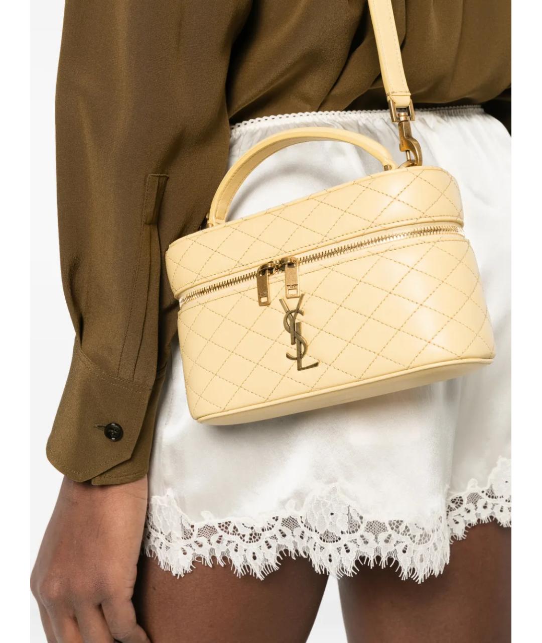 SAINT LAURENT Желтая кожаная сумка через плечо, фото 2