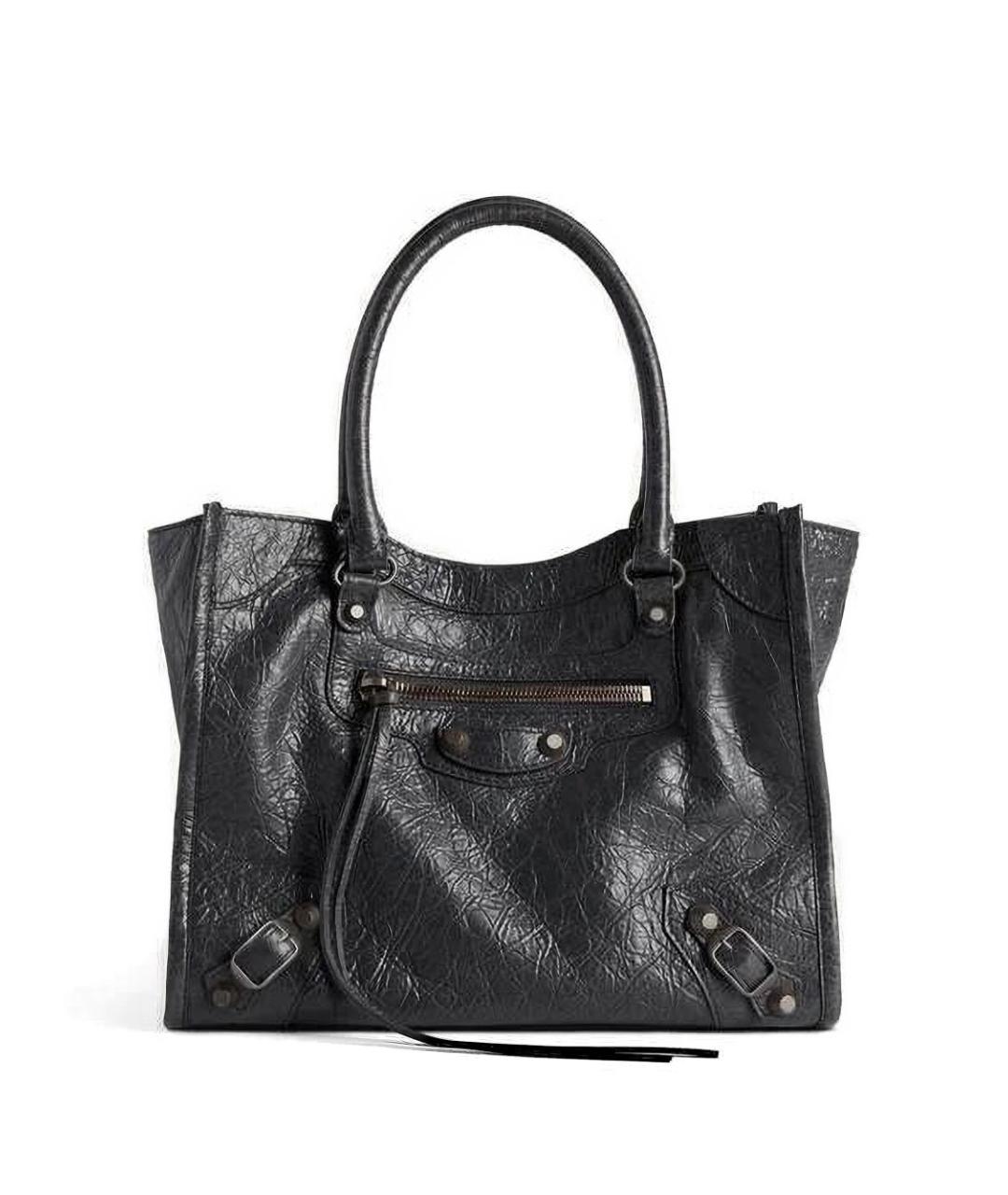 BALENCIAGA Черная кожаная сумка тоут, фото 1