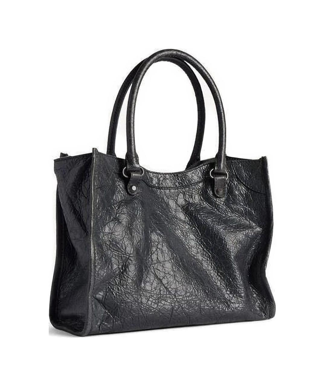 BALENCIAGA Черная кожаная сумка тоут, фото 3