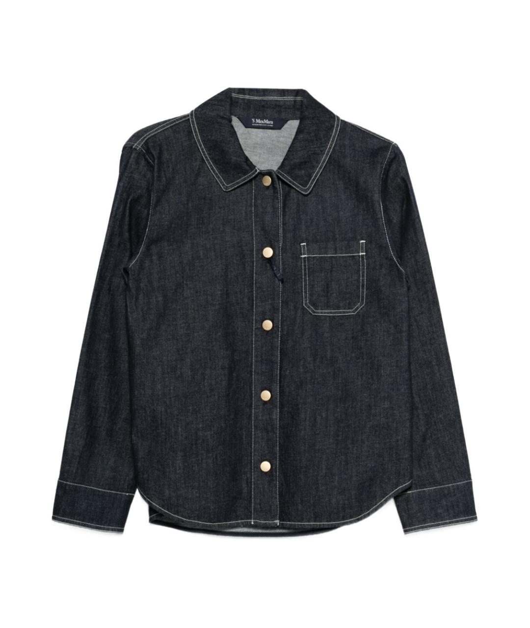 'S MAX MARA Темно-синяя хлопковая рубашка, фото 1
