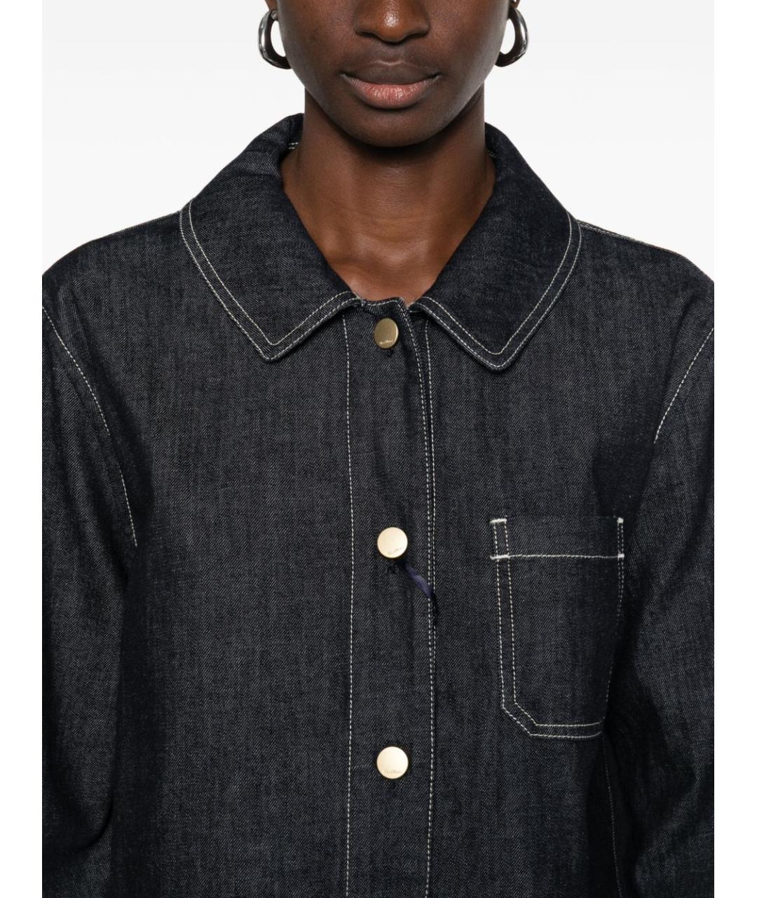 'S MAX MARA Темно-синяя хлопковая рубашка, фото 3