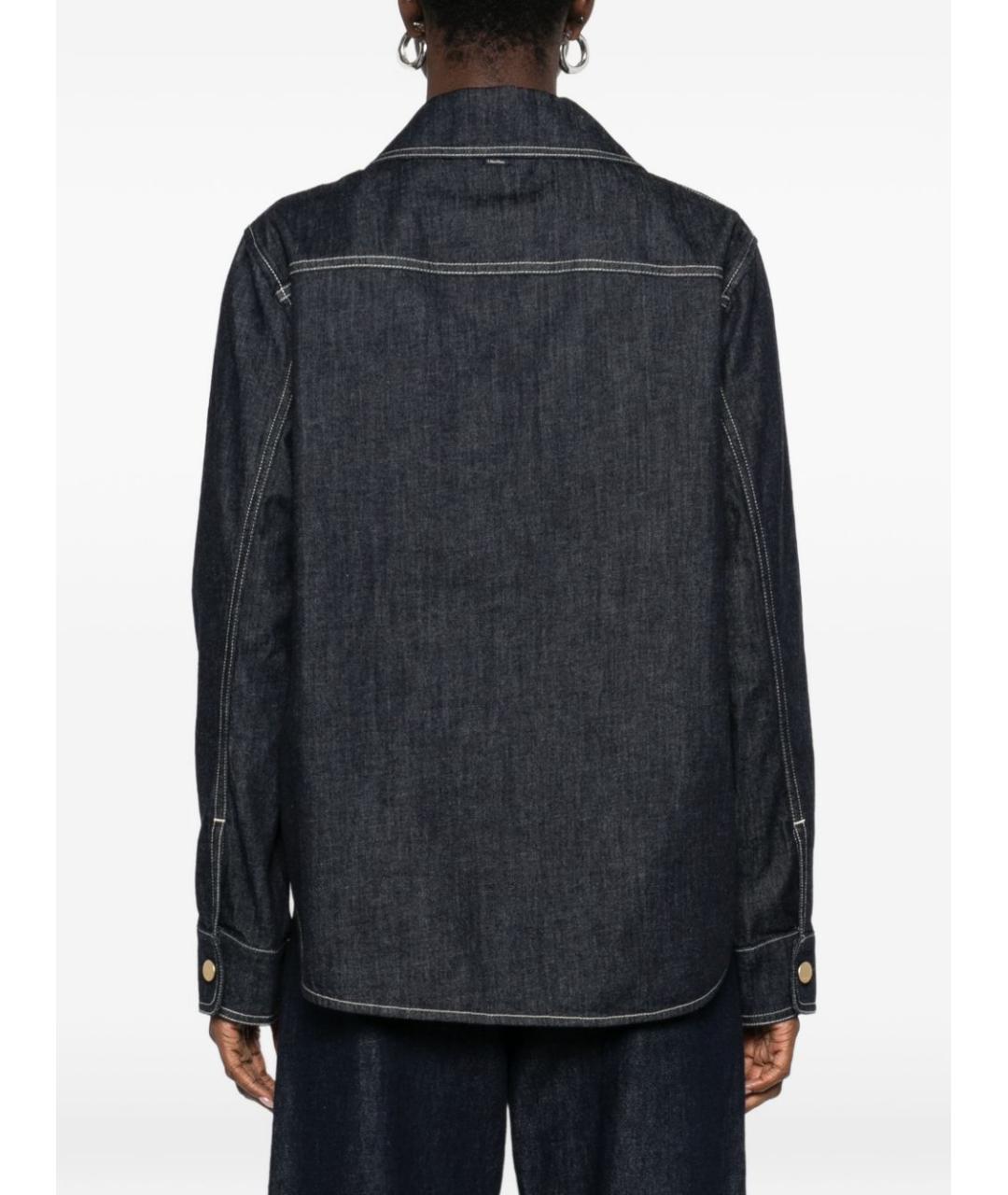 'S MAX MARA Темно-синяя хлопковая рубашка, фото 4