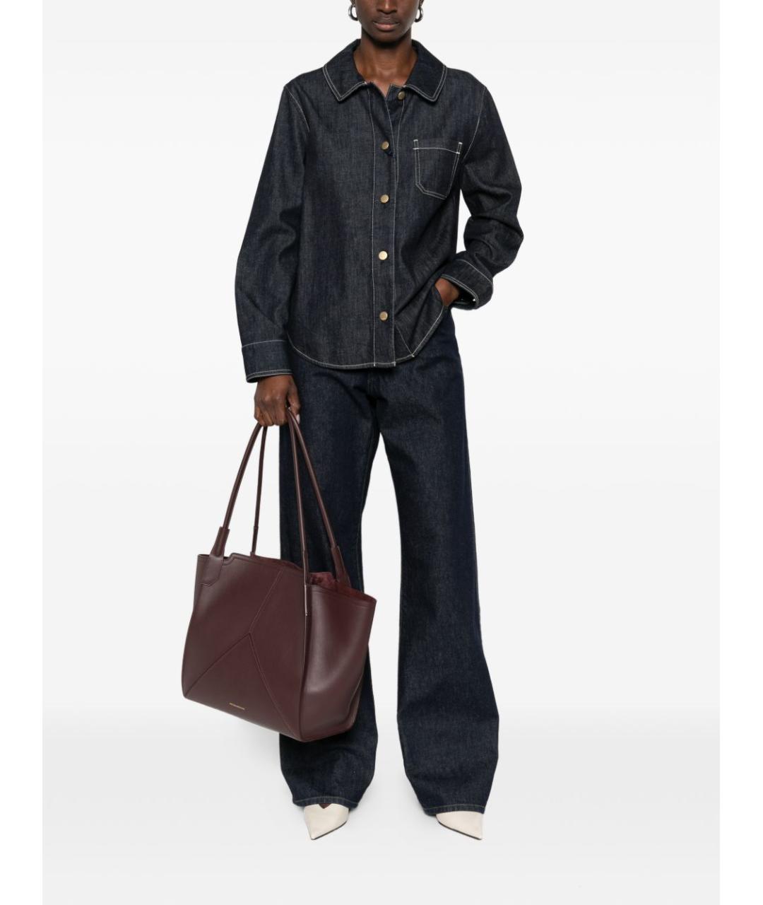 'S MAX MARA Темно-синяя хлопковая рубашка, фото 5