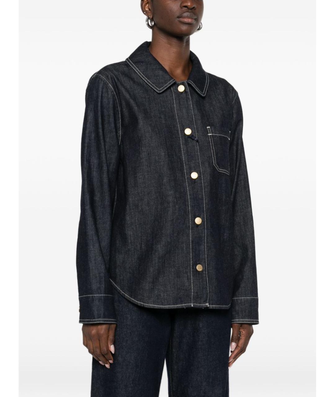 'S MAX MARA Темно-синяя хлопковая рубашка, фото 2