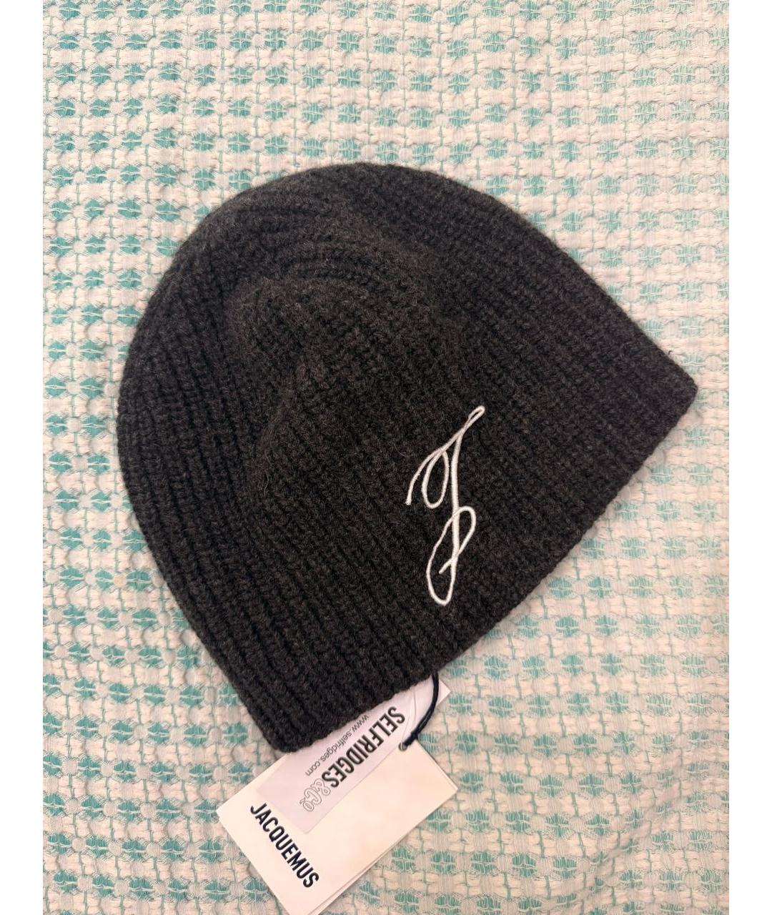JACQUEMUS Антрацитовая шерстяная шапка, фото 5
